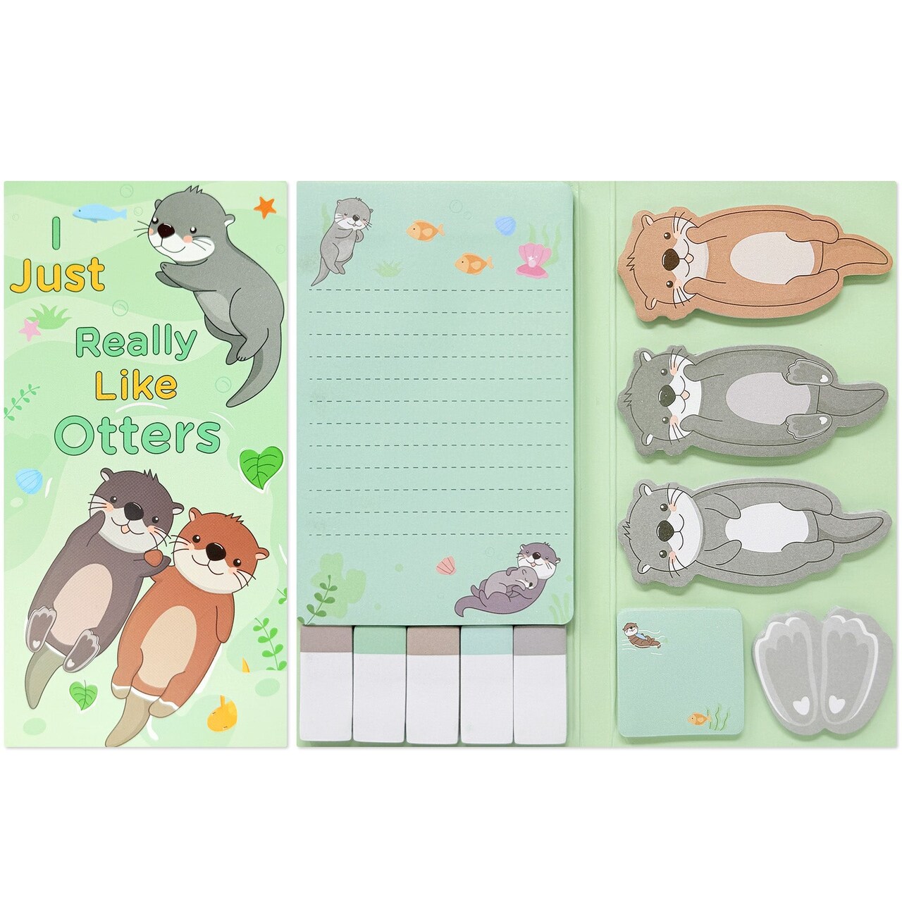 Wrapables Sticky Notes Set, Memo Notepads, Book Tabs, Page Markers, Sticky Notes, Home and Office Supplies (440 Sheets Total), Otters